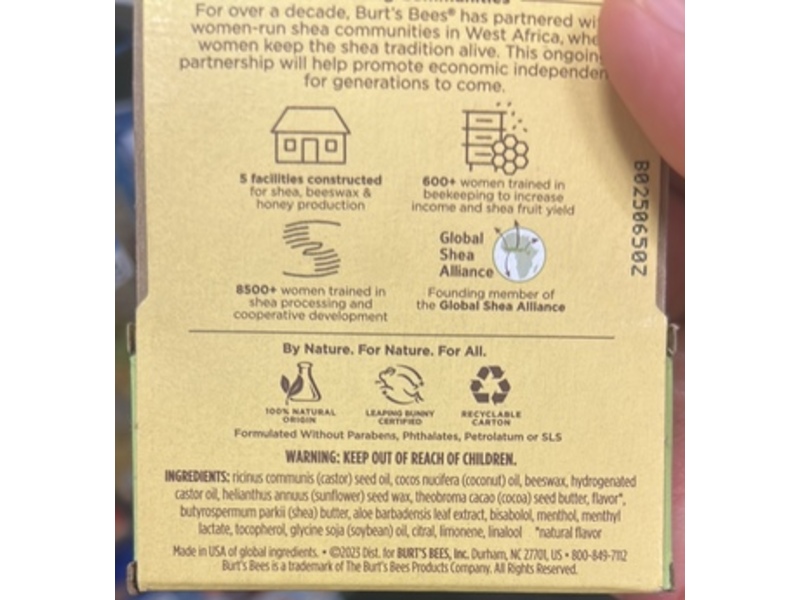 Burt's Bees Moisturizing Lip Balm, Shea + Aloe, 0.15 oz/4.25 g, Pack Of 2