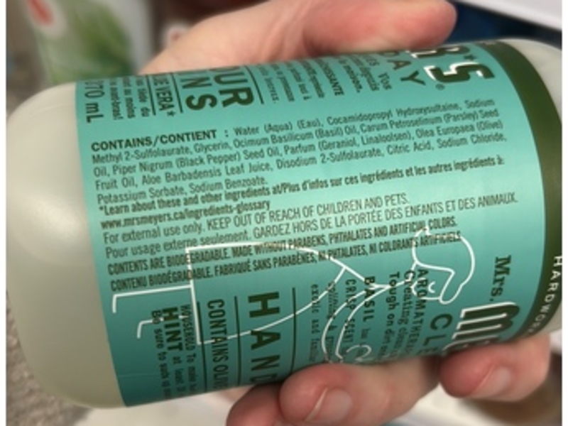 Mrs. Meyers Clean Day Hand Soap, Basil Scent, 12.5 fl oz/370 mL