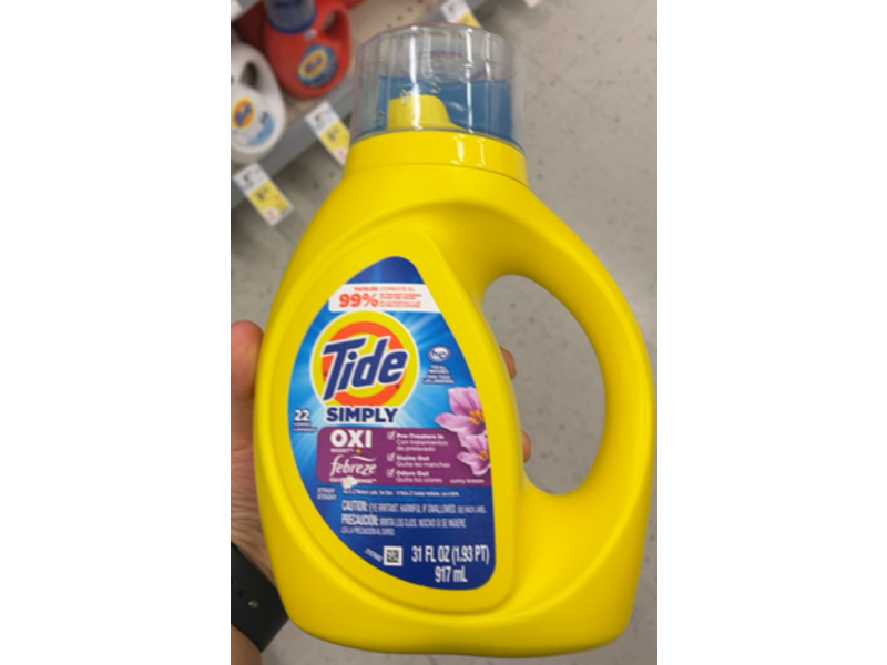 Tide Simply Oxi Boost + Febreze Odor Defense Detergent, Sunny Breeze, 22 Loads, 31 fl oz/917 mL