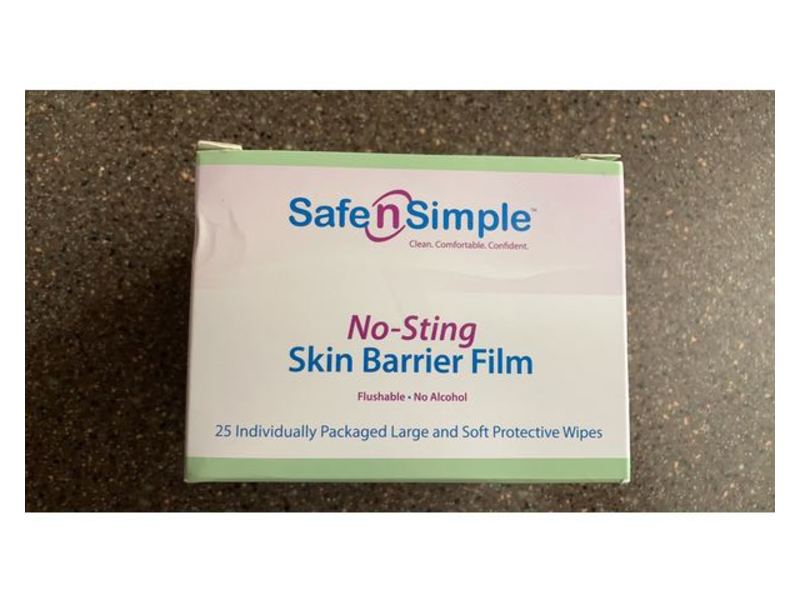 Safe n' Simple Skin Barrier No-Sting Skin Wipes, 25 Count and No-Sting Skin Barrier Film, Large
