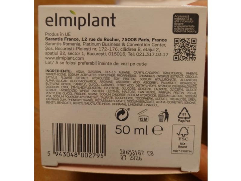 Elmiplant Skin Moisture Hydrating Gel Cream, 50 mL