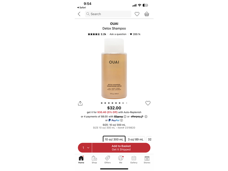 Ouai Detox Shampoo, 10 fl oz/300 mL