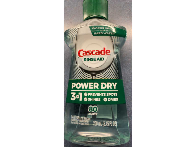 Cascade Rinse Aid Agent Dishwasher Detergent, Power Dry, 80 Loads, 8.45 fl oz/250 mL