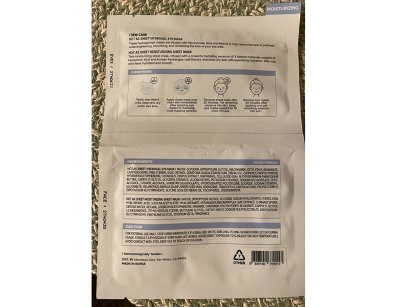I Dew Care Hydrogel Eye Mask Kit, Hot As Sheet + Moisturizing, 2 Count