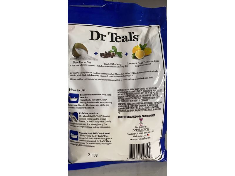 Dr Teal's Pure Epsom Salt Soak, Black Elderberry with Vitamin D & Essential Oils, 1.36 Kg