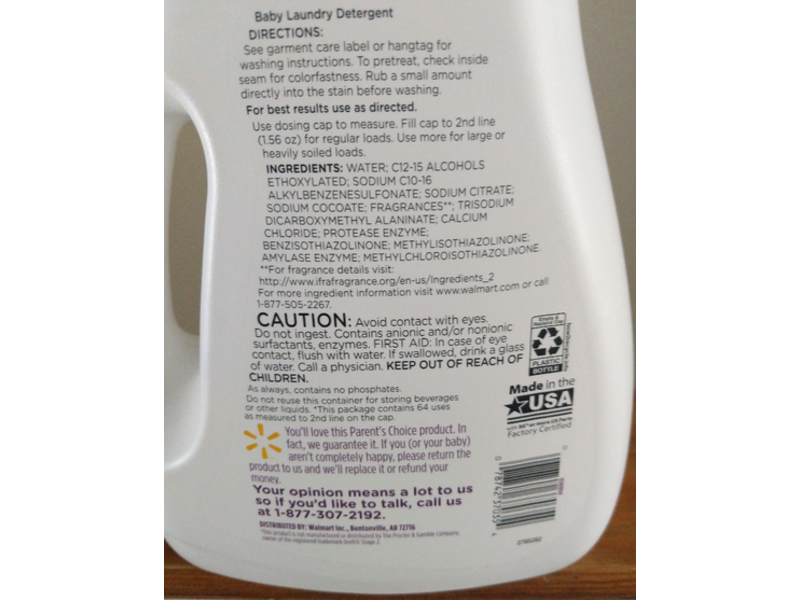 Parent's Choice Baby Laundry Detergent, 64 Loads, 100 fl oz/2.95 L
