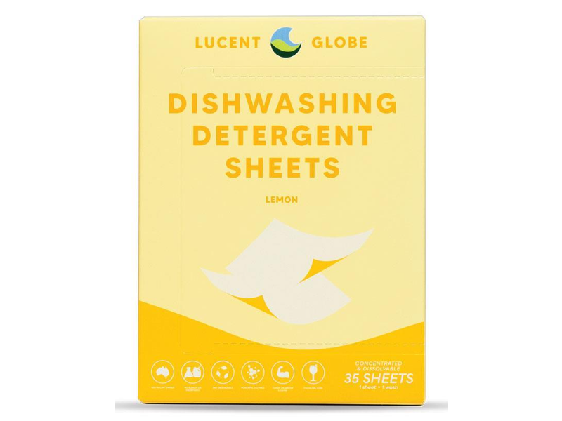 Lucent Globe Dishwashing Detergent Sheets, Lemon, 80 Count