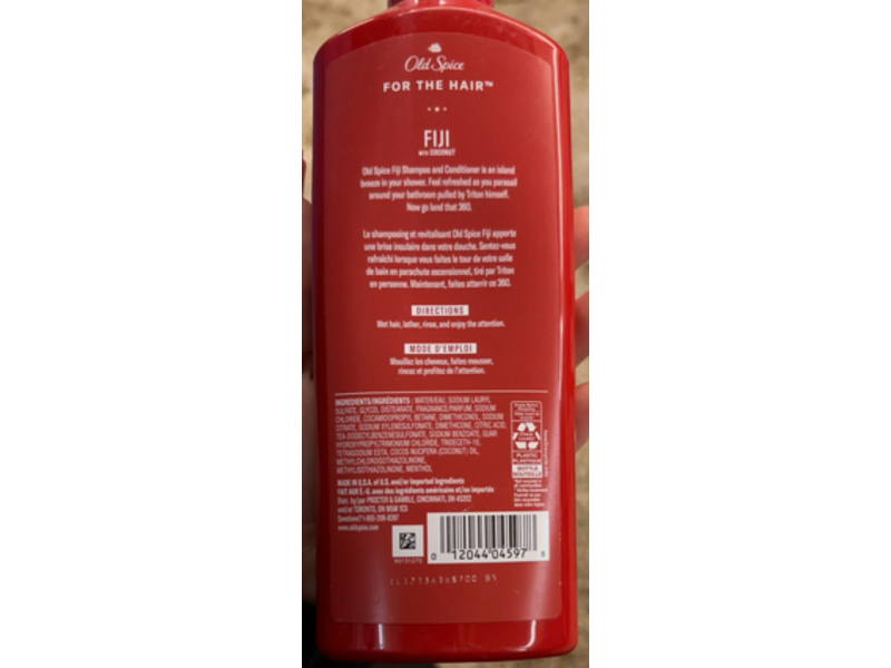 Old Spice Fiji 2 In 1 Shampoo + Conditioner, Coconut, 13.5 fl oz/400 mL