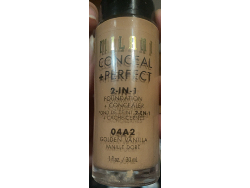 Milani Conceal + Perfect 2-In-1 Foundation + Concealer, 04 A2 Golden Vanilla, 1 fl oz/30 mL
