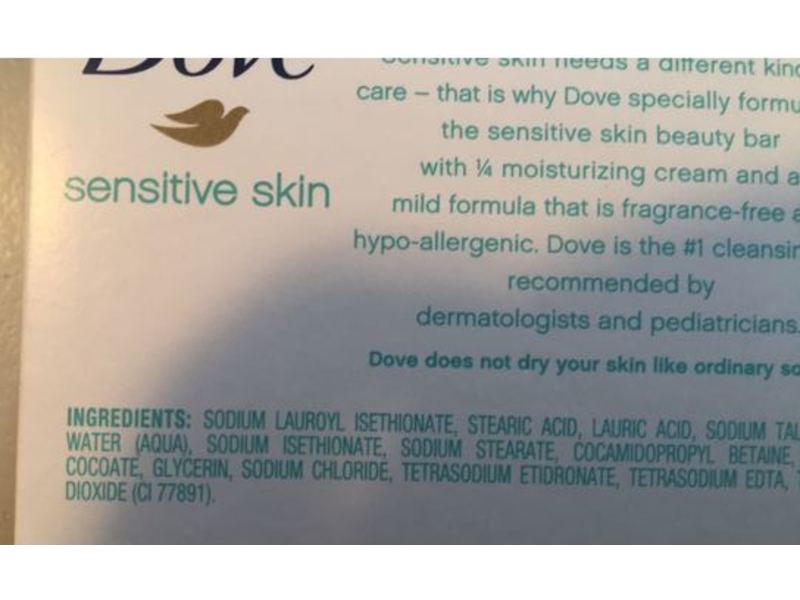 Dove Sensitive Skin Beauty Bar, 2.6 oz/75 g, Pack of 4