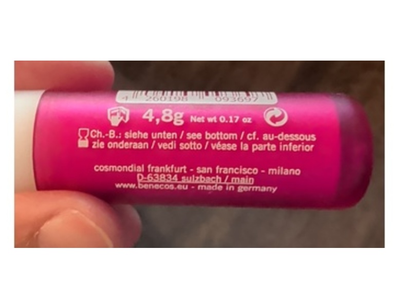 Benecos Natural Lip Balm, Raspberry, 0.17 oz/4.8 g