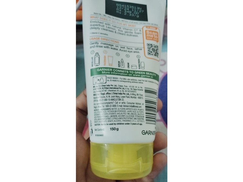 Garnier Bright Complete Face Wash, 150 g