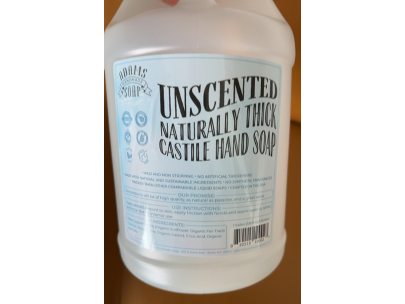 Adams Handmade Soap Naturally Thick Castile Hand Soap, 128 fl oz/3.78 L