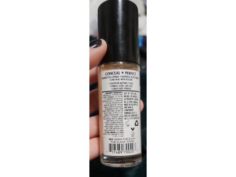 Milani Conceal + Perfect 2-in-1 Foundation + Concealer, 0A3 Warm Porcelain, 1 fl oz/30 mL