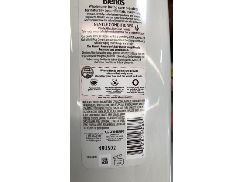 Garnier Whole Blends Gentle Conditioner, Oat Delicacy, 26.6 fl oz/786 mL