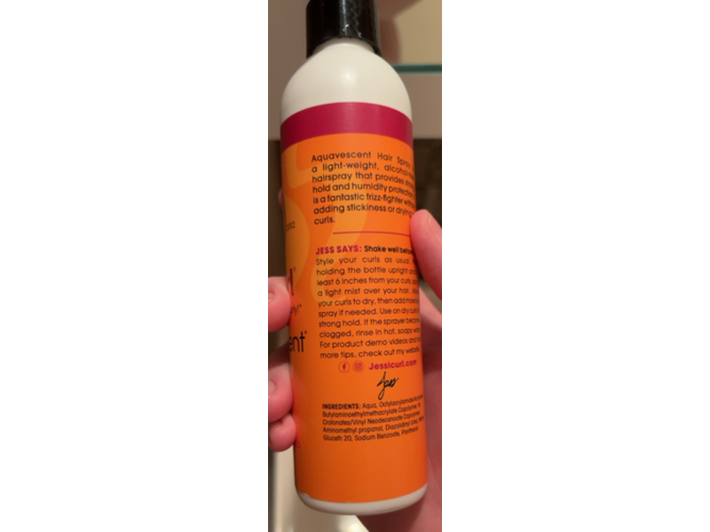 Jessicurl Styling Aquavescent Hair Spray, 8 fl oz/237 mL