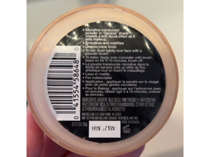 Maybelline Lasting Fix Transluscent Setting Powder, Banana, 0.21 oz/6 g