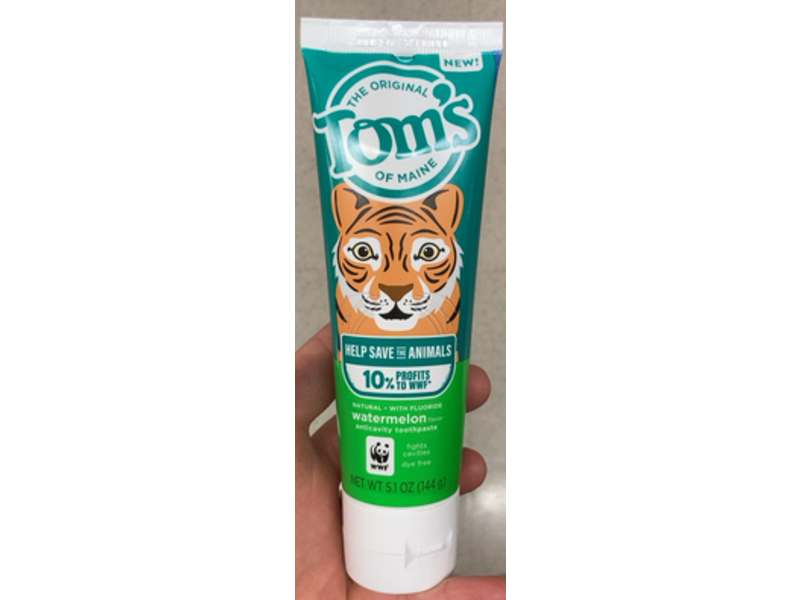 Tom's of Maine Natural Children's Fluoride Toothpaste, Watermelon, 5.1 oz/144 g