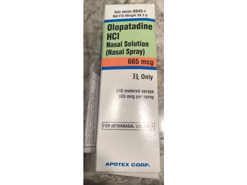 Olopatadine HCl Nasal Solution (Nasal Spray), 665 mcg, Apotex Corp. (RX)