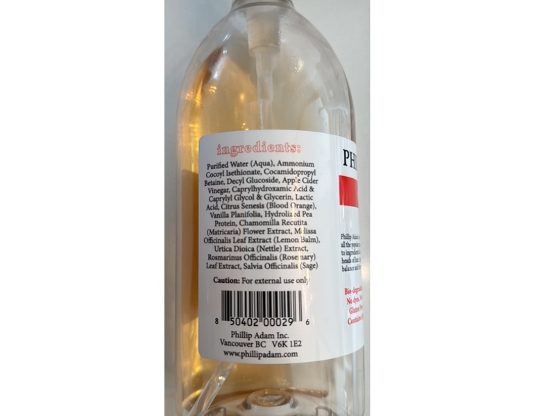 Phillip Adam Shampoo, Orange Vanilla, 33.8 fl oz/1 L