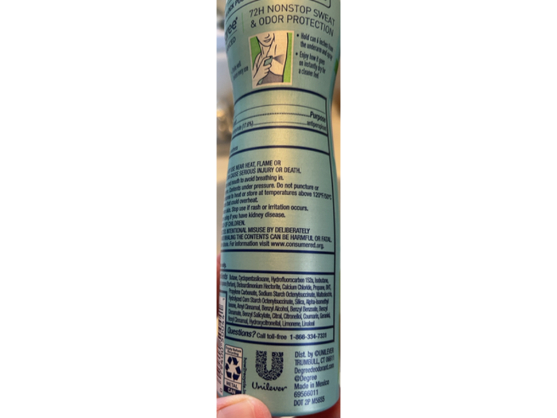 Degree Advanced Deodorants & Antiperspirants Dry Spray, Cucumber Brust, 3.8 oz/107 g, Pack Of 3