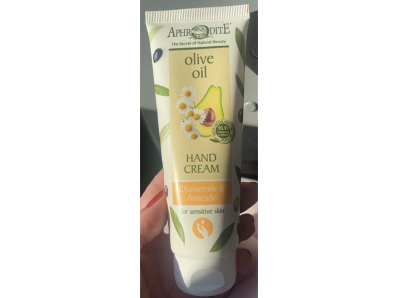 Aphrodite Olive Oil Hand Cream, Chamomile & Avocado, 3.38 fl oz/100 mL