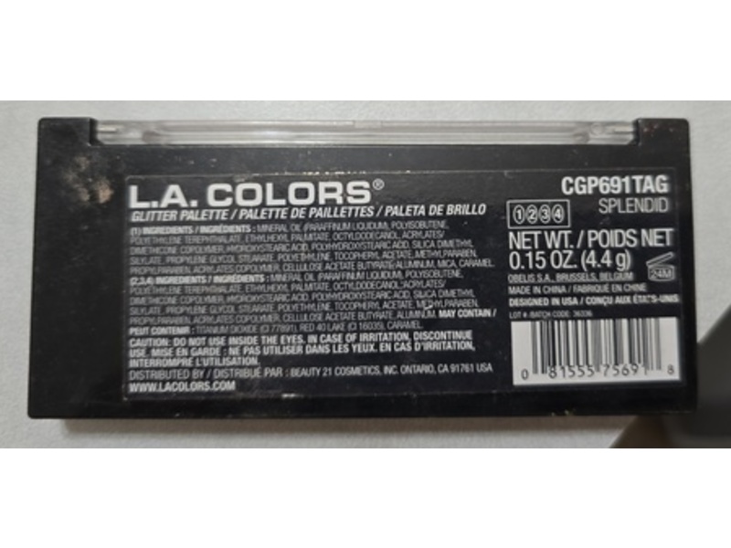 L.A. Colors Glitter Eyeshadow Palette, CGP691 Splendid, 0.15 oz/4.4 g