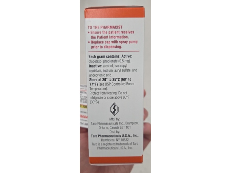 Clobetasol Propionate Topical Spray 0.05%, 2 fl oz/59 mL, Taro (Rx)