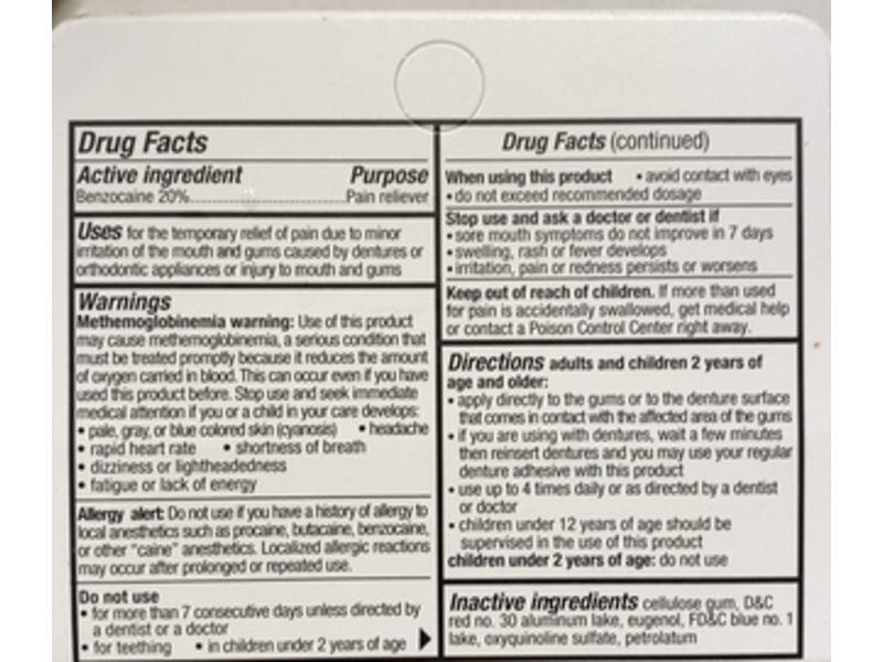 Benzodent Dental Pain Relieving Cream, 0.25 oz/7 g