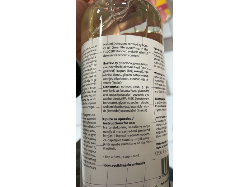 Pero Bio Liquid Laundry Detergent, Lavender, 1 L