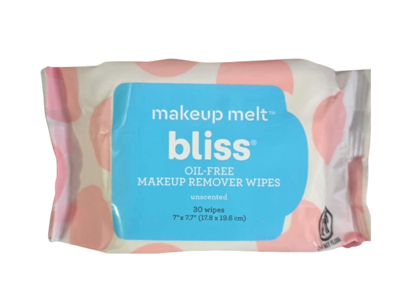 Bliss Makeup Melt Oil-Free Makeup Remover Wipes, Unscented, 30 Count