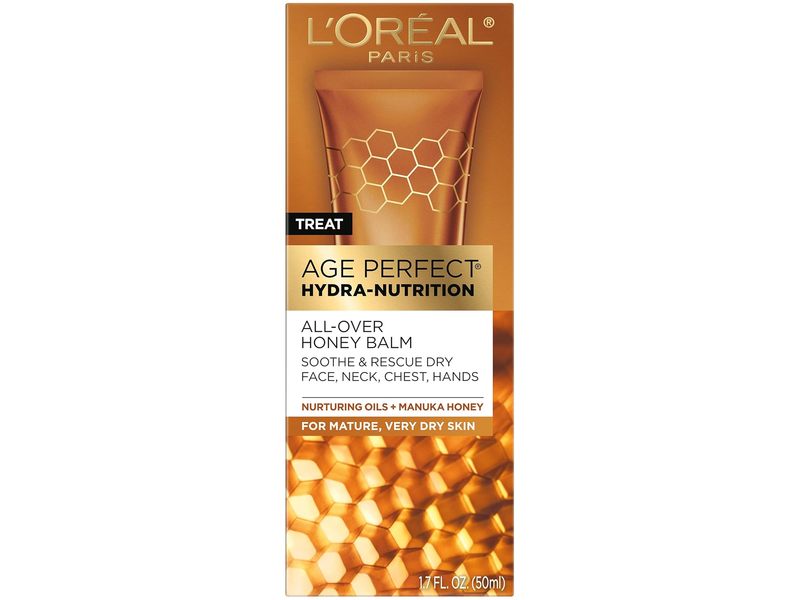 L'Oreal Paris Age Perfect Hydra-Nutrition All-over Honey Balm, Nurturing Oils + Manuka Honey, 1.7 fl oz/50 mL