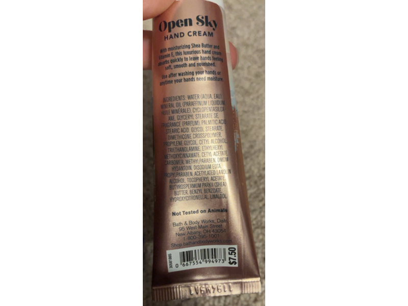 Bath & Body Works Shea Butter Hand Cream, Open Sky, 1 fl oz/29 mL