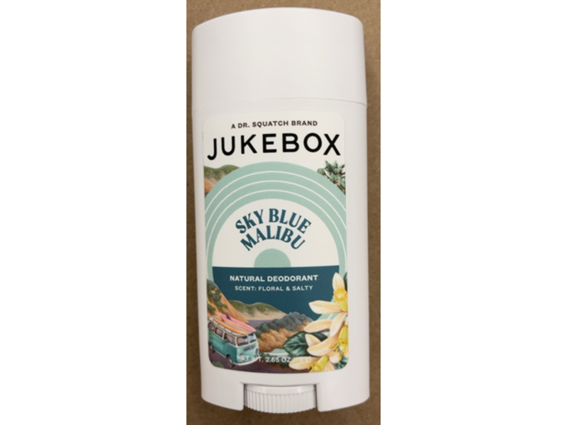 Dr. Squatch Jukebox Natural Deodorant, Sky Blue Malibu, 2.65 oz/75 g