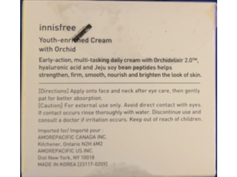 Innisfree Youth Enriched Cream, Orchid Moisturizer, 1.69 fl oz/50 mL