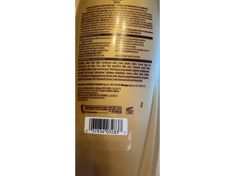 Manzanilla Grisi Gold Shampoo, Extra Lightening, 13.50 fl oz/400 mL Pack Of 2