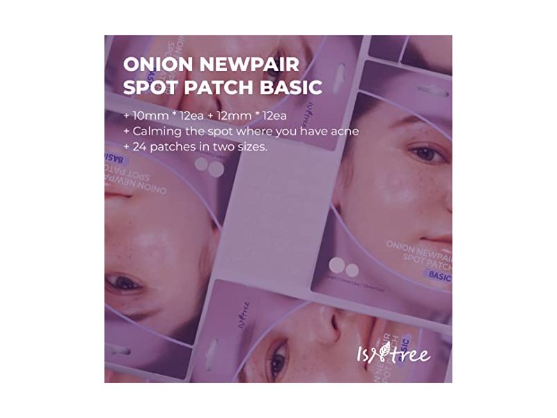 IsNtree Onion Newpair Spot Patch Basic 24 patches (10mmx12ea/12mmx12ea) | Patches in 2 sizes | Blemish care | Water-resistant for daily use (1)
