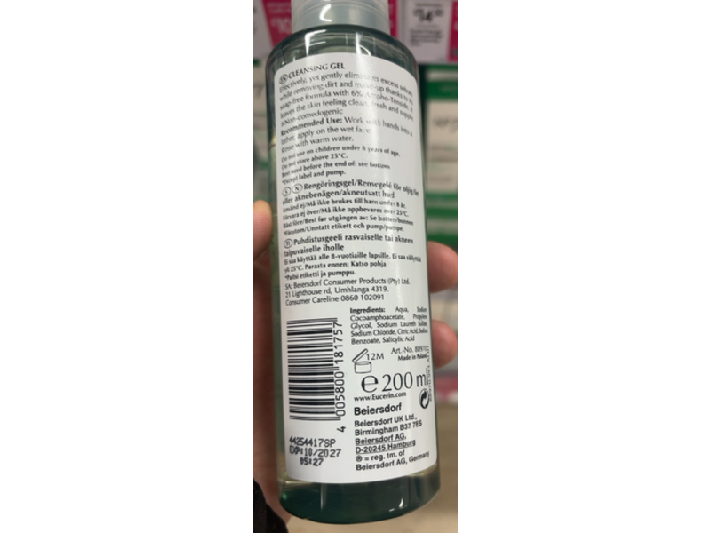 Eucerin Dermo Purifyer Oil Control Cleansing Gel, 200 mL