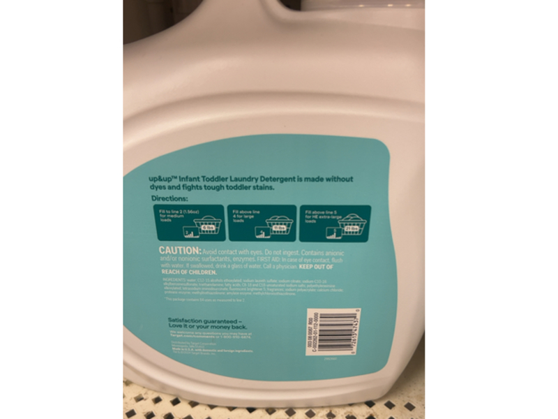 Up & Up Infant Toddler Laundry Detergent, 84 Loads, 132 fl oz/3.90 L