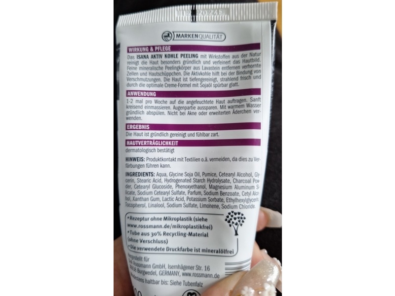 Rossmann Isana Aktiv Kohle Peeling Mask, 75 mL