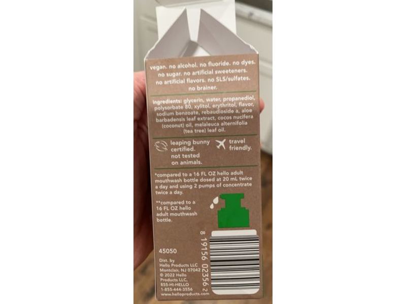 Hello Mouthwash Concentrate, Fresh Mint, 3.25 fl oz/96 mL, Pack Of 2