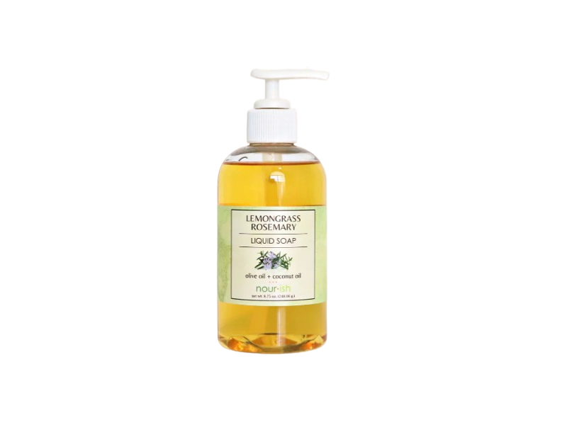 Nourish Lemongrass Rosemary Liquid Soap, Olive Oil + Coconut Oil, 8.75 oz/248.06 g