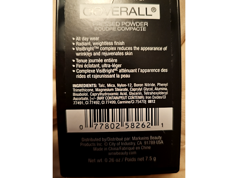 Wet n Wild Coverall Pressed Powder, 826B Medium/Tan, 0.26 oz/7.5 g
