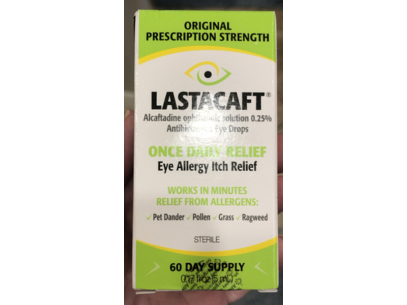 Lastacaft Once Daily Eye Allergy Itch Relief Antihistamine Eye Drops, Alcaftadine Ophthalmic Solution, 0.17 fl oz/5 mL