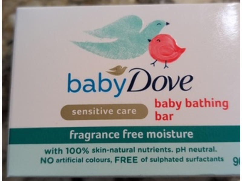 Baby Dove Bathing Bar, Fragrance Free, 3.17 oz/90 g