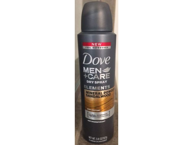 Dove Men + Care Dry Spray Elements Antiperspirant, Mineral Powder Sandalwood, 3.8 oz/107 g