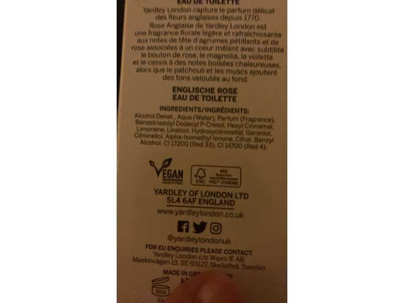 Yardley London Eau de Toilette Spray, English Rose, 4.2 fl oz/125 mL