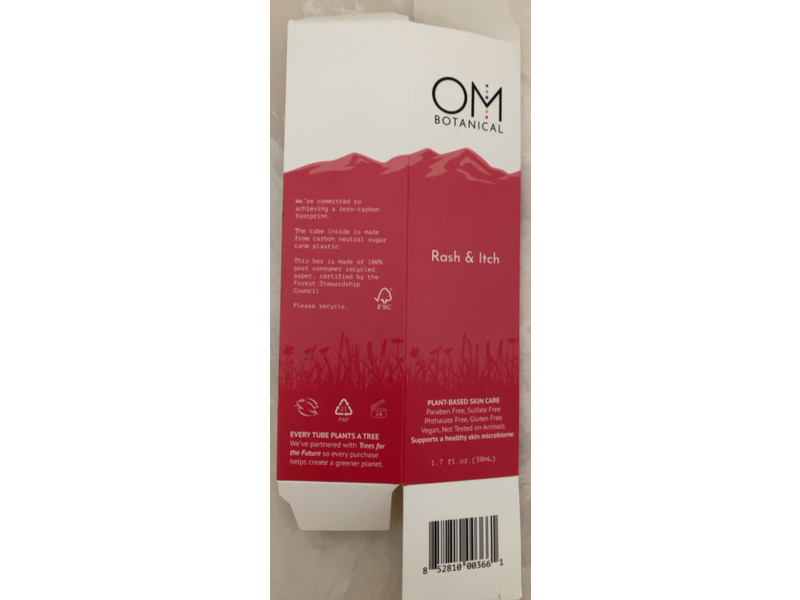 Om Botanical Rash & Itch Relief Cream, 1.7 fl oz/50 mL