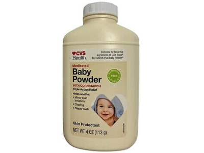 CVS Health Medicated Baby Powder, Cornstarch, 4 oz/113 g