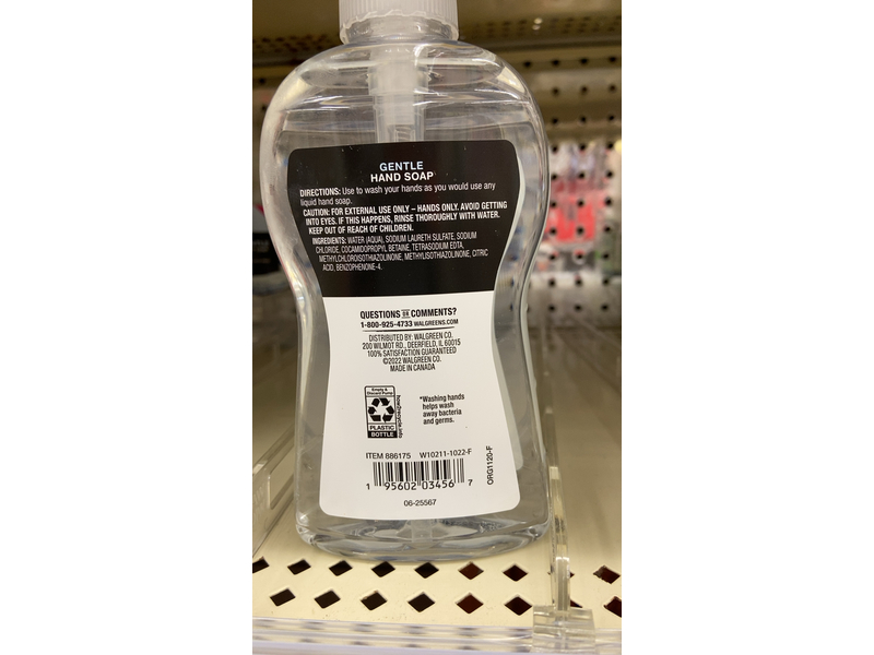 Walgreens Gentle Hand Soap, Fragrance Free, 11.25 fl oz (332 mL)